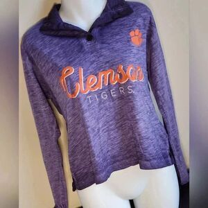 Rivalry threads Clemson tigers crop long sleeve purple top New